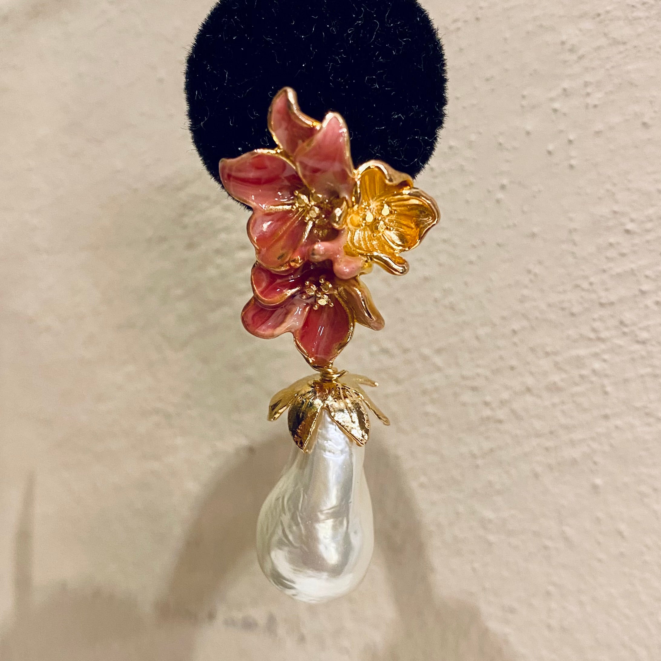 Orecchini Fiori Rosa Perla - pink flowers earrings pearl